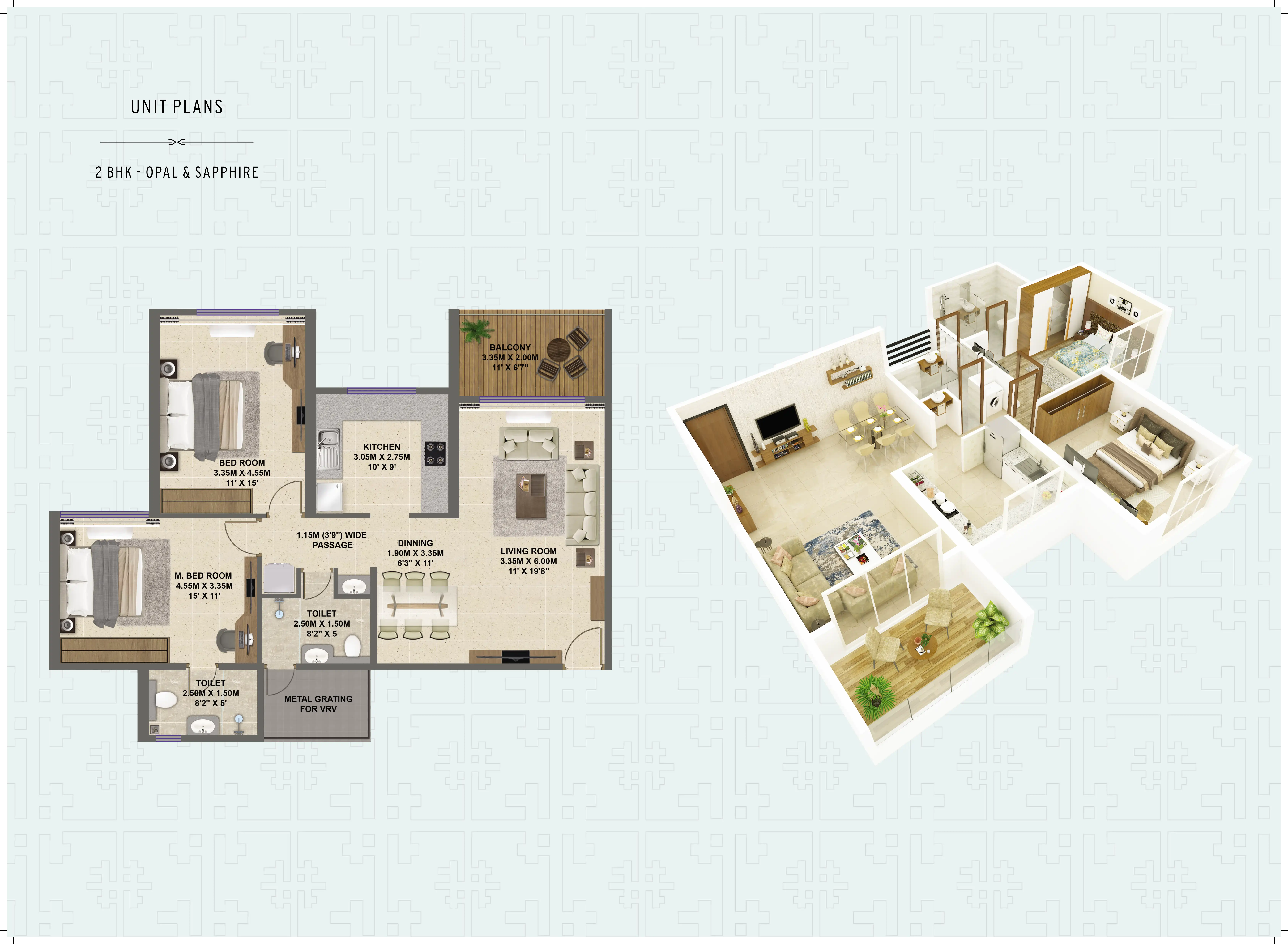 UNIT PLANS 2 BHK - OPAL & SAPPHIRE